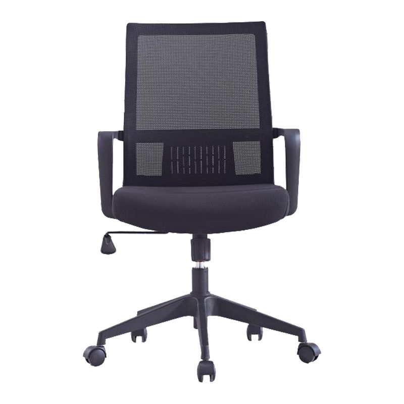 Modern Wheels Desk Chair Microfiber Black Mid-Back Arm Chair