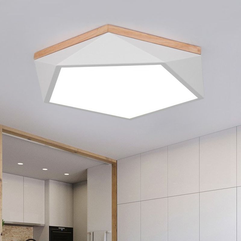 Bedroom LED Flush Ceiling Light Macaron Flush Mount with Pentagon Acrylic Shade