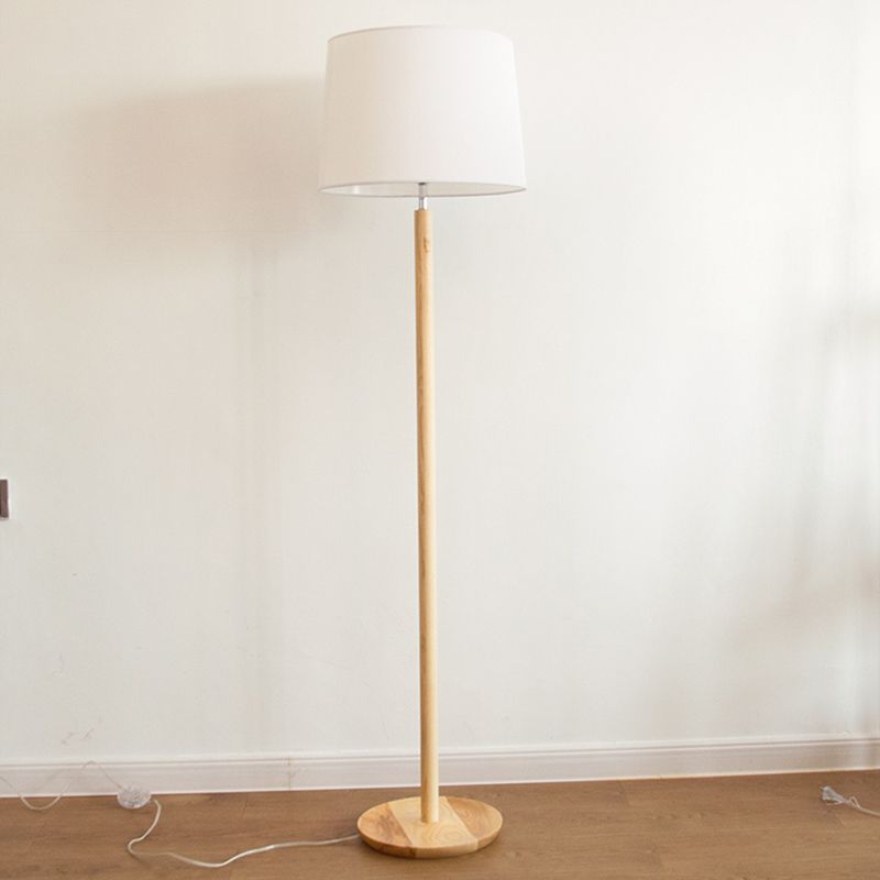 Tissu fuseau de tambour effilé lampadaire à la planche minimaliste 1 tête debout légère avec support en bois