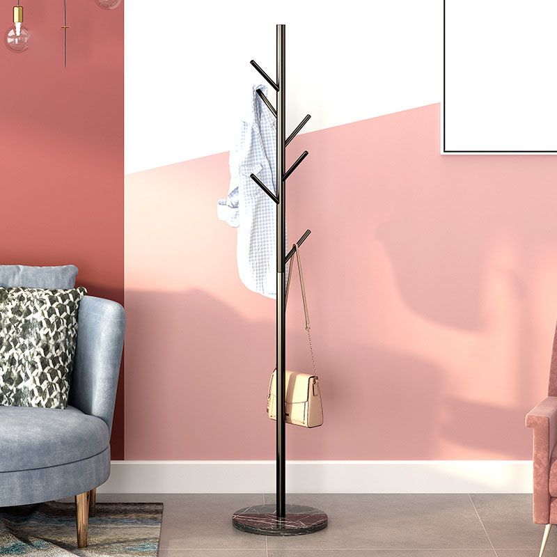 Contemporary Metal Hall Stand Free Standing with Hooks Coat Hanger