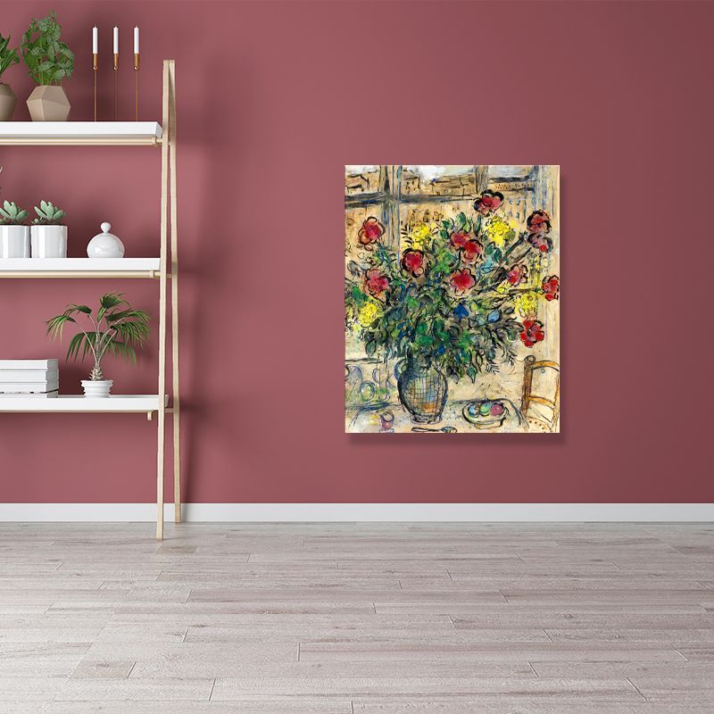 Yellow Paintings Flower Wrapped Canvas Countryside Textured Wall Art for Living Room