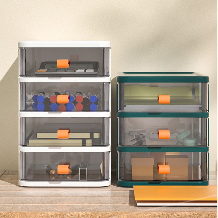 Transparent Filing Cabinet Plastic Vertical Home and Office File Cabinet with Drawers