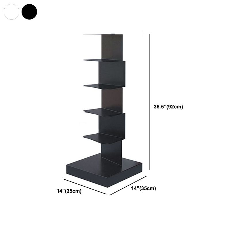 White/Black Corner Shelf Bookcase Modern Metal Bookcase Multi Tiers Closed Back