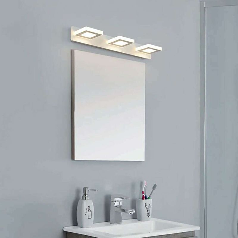 Multi-Lights Geometric Shade Wall Sconce Modern Style Metal Mirror Wall Lighting in White