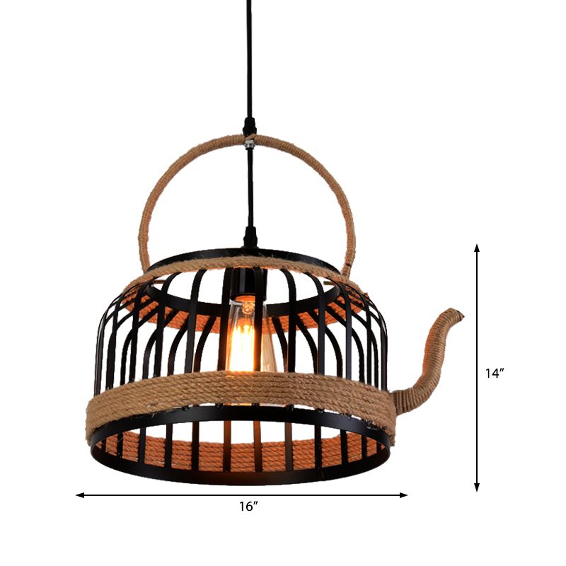 Tetera negra colgante techo de techo granja metal 1 comedor claro lámpara colgante