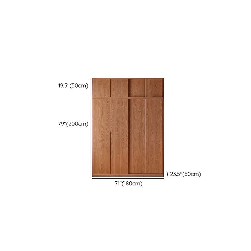 Solid Wood Wardrobe Modern Walnut Armoire Cabinet for Bedroom