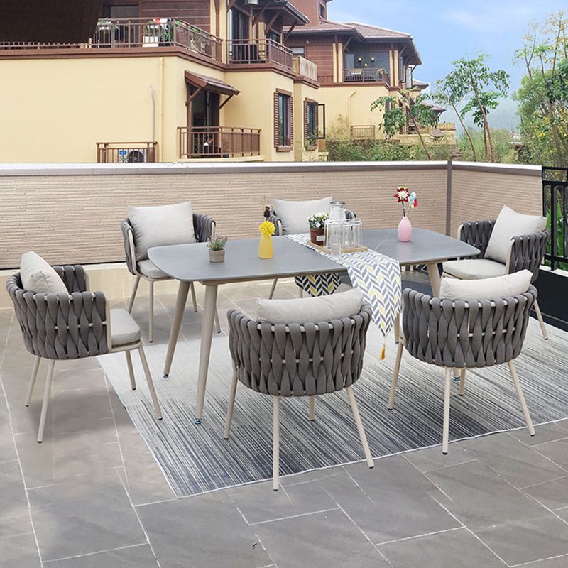 Contemporary Stone Top Patio Table Outdoor Scratch Resistant Dining Table