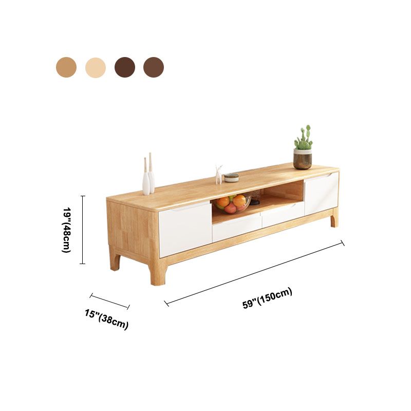 Modern TV Stand with Storage Cabinets, TV Stand in Wooden Tone