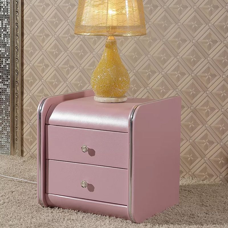 Faux Wood Accent Table Nightstand Contemporary Night Table with Drawers