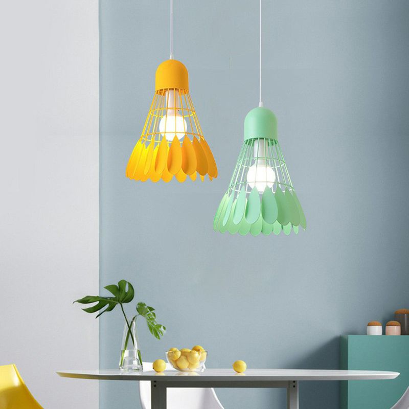 Badminton Pendant Light Fixture Macaron Iron 1-Bulb Hanging Lamp for Dining Room