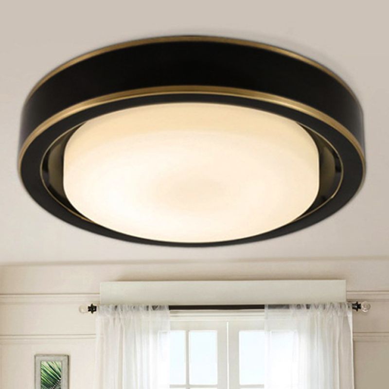 15 "/19" W ¬ †black/Brass ¬ †drum Plafond Light Fixture Classic ¬ †Frosted Glass ¬ †LED ¬ †Slaapkamer † †Flush Mount ¬ †in ¬ †White/Warm-†Light