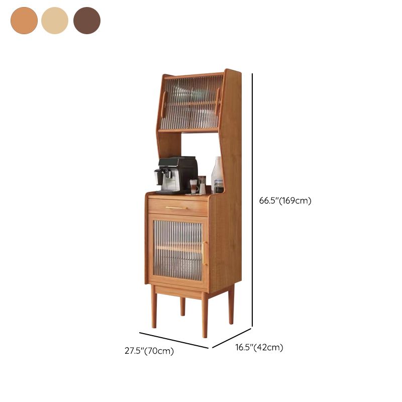 Modern Dining Hutch Pine Display Cabinet with Doors for Dining Room