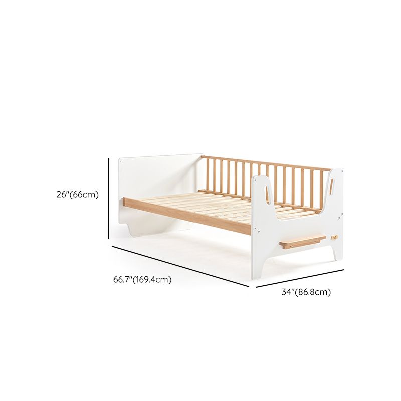 Light Wood Standard Scandinavian Baby Crib Nursery Bed with Guardrail