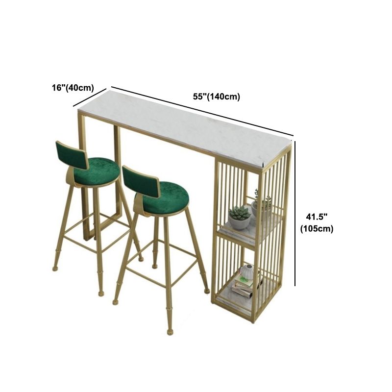 Nordic Glam Rectangle Bar Counter Table Stone Bar Counter Table with Metal Legs