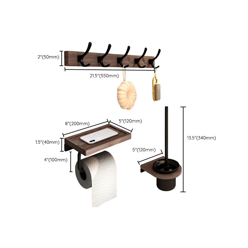 7-Piece Bathroom Accessory Set Metal Bathroom Set with Wood Accents