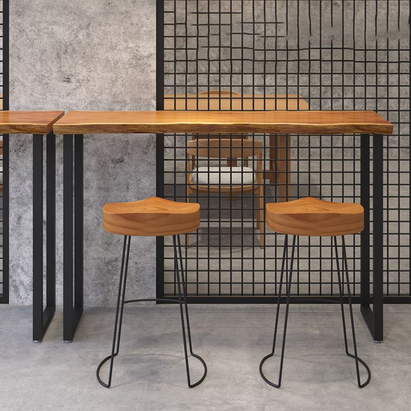 Industrial Rectangle Bar Table Solid Wood Fixed Bar Dining Table