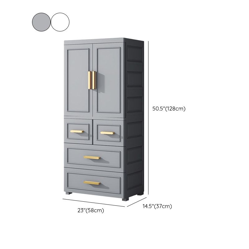 Contemporary Bedroom Armoire Plastic Wardrobe Armoire with Garment Rod