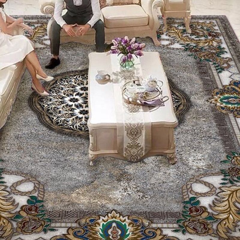 Alfombra estampada floral vintage Multipropileno alfombra de polipropileno de polipropileno alfombra lavable para mascotas fáciles para sala de estar para sala de estar