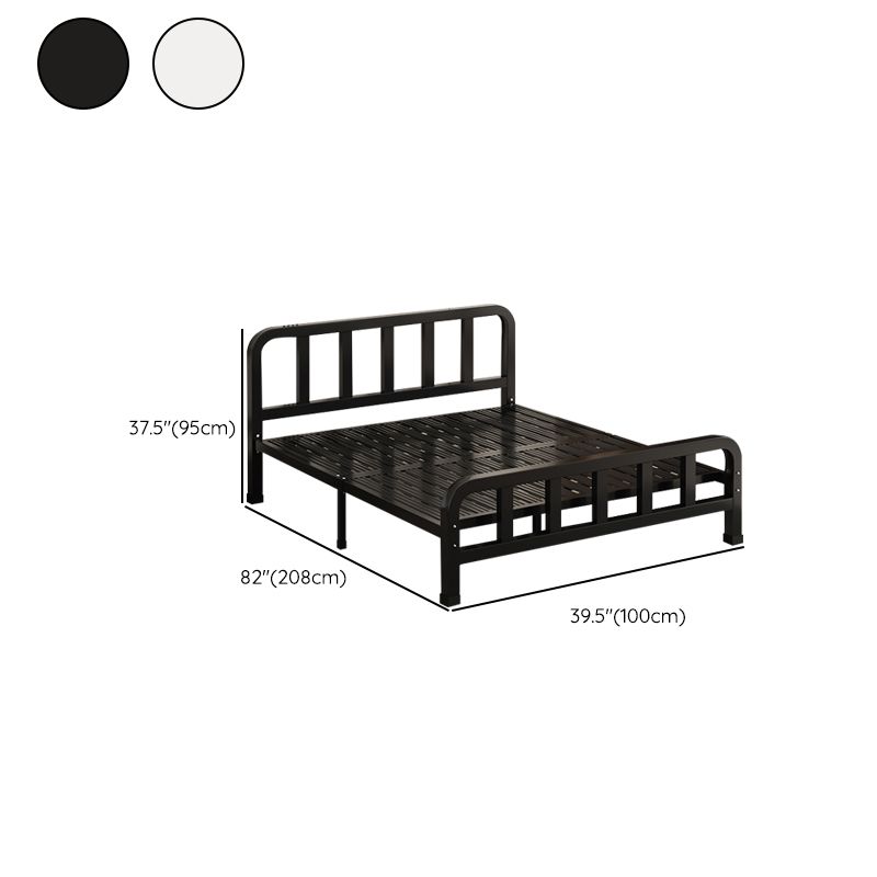 Modern Iron Frame Standard Bed with Rectangle Headboard Kids Bed