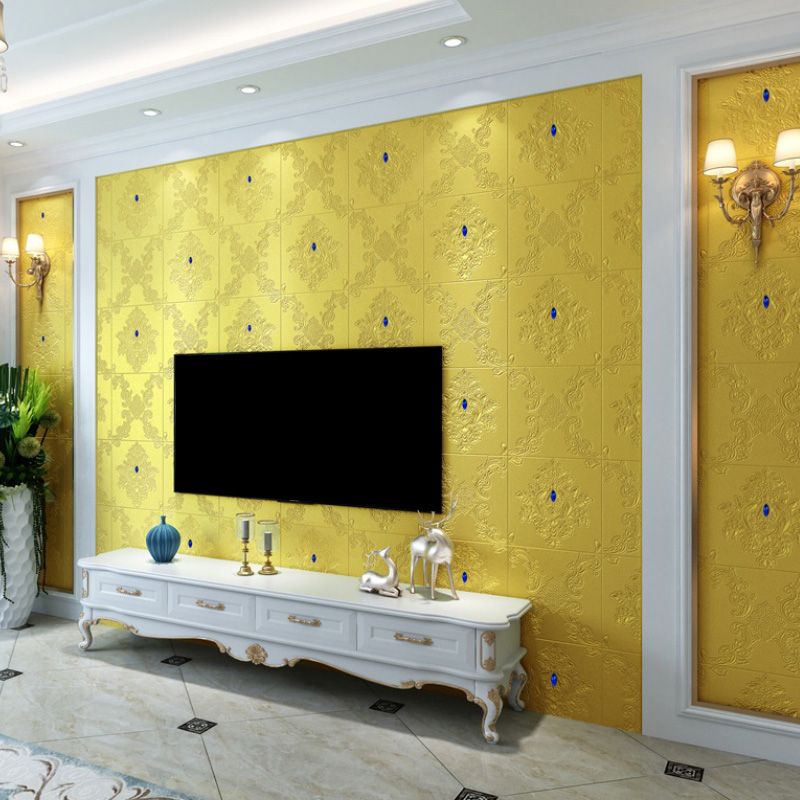 Glam Style Foam Wall Paneling Living Room 3D Embossed Waterproof Wall Paneling