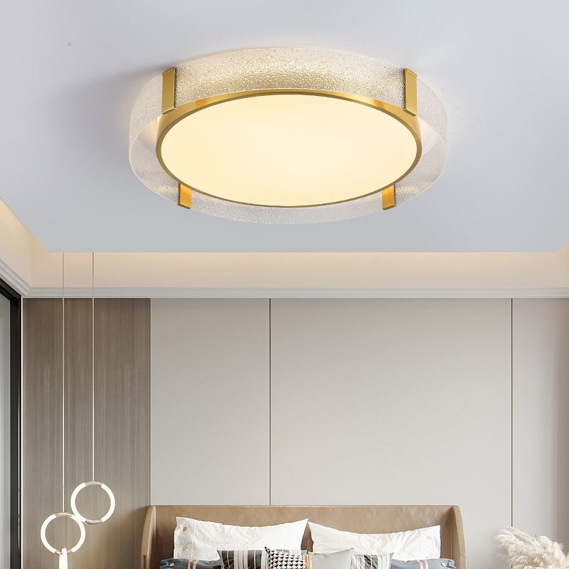 Modern Single Golden Flush Mount Lighting Round LED Ceiling Light for Bedroom