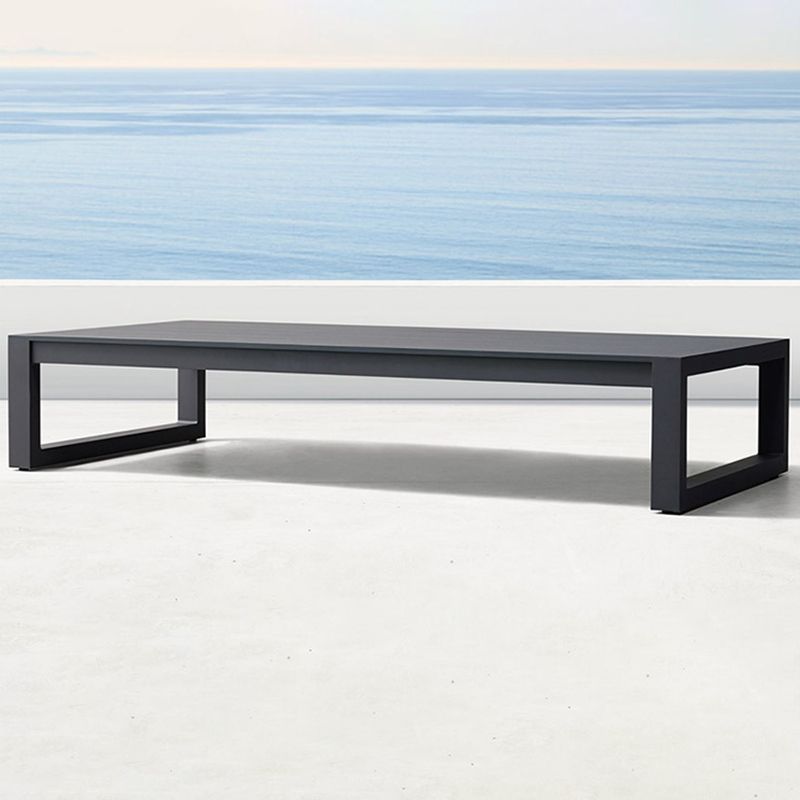 Contemporary Patio Table Rectangle Aluminum Black Coffee Table