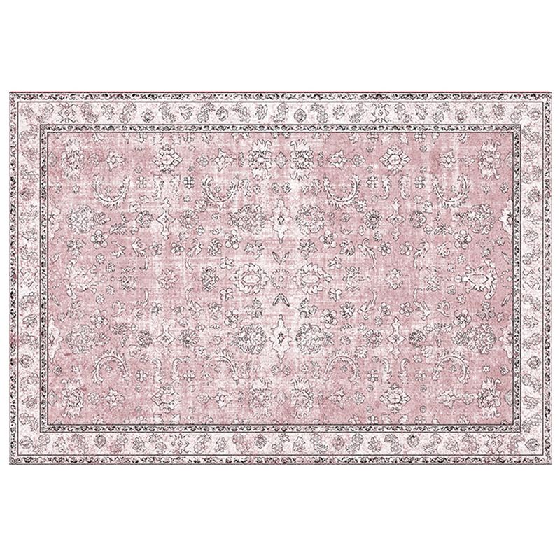 Mehrfarbiger Vintage -Gebiet Teppich Polyester Ethnisches Blumenmuster Indoor Teppich Easy Care Teppich für Wohnzimmer