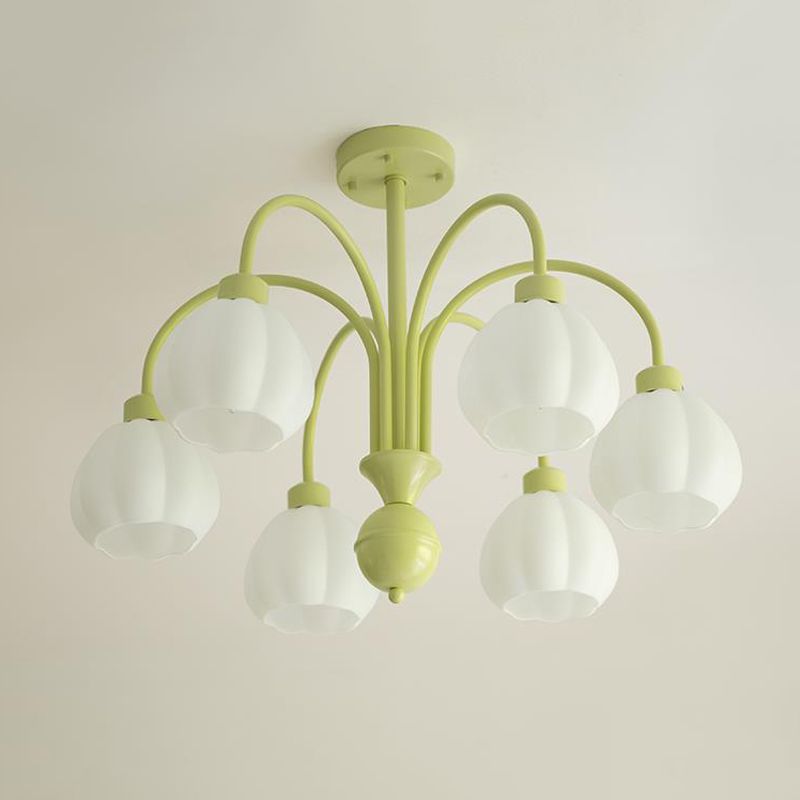 Glass Ceiling Lamp Creative Green Flush Mount Light Fixture for Bedroom