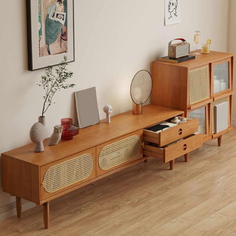 Scandinavian TV Media Stand Solid Wood TV Console with Drawers