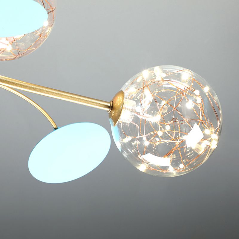 Spherical Shape Chandelier Light Modern Style Glass Multi Light Hanging Light for Kitchen