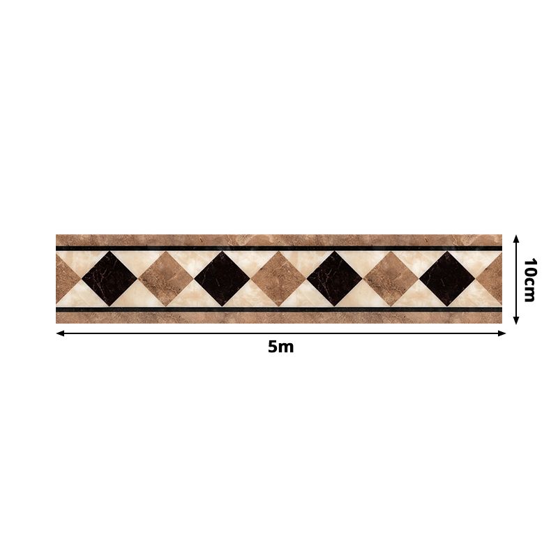 Smooth Brown Wallpaper Border Vintage Rhombus Pattern Adhesive Wall Covering, 16.5' L x 4" W