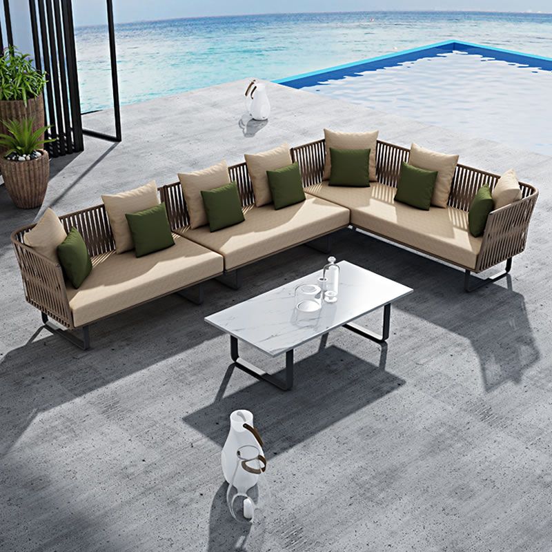 Contemporary Patio Sofa Water Resistant Black Outdoor Patio Sofa