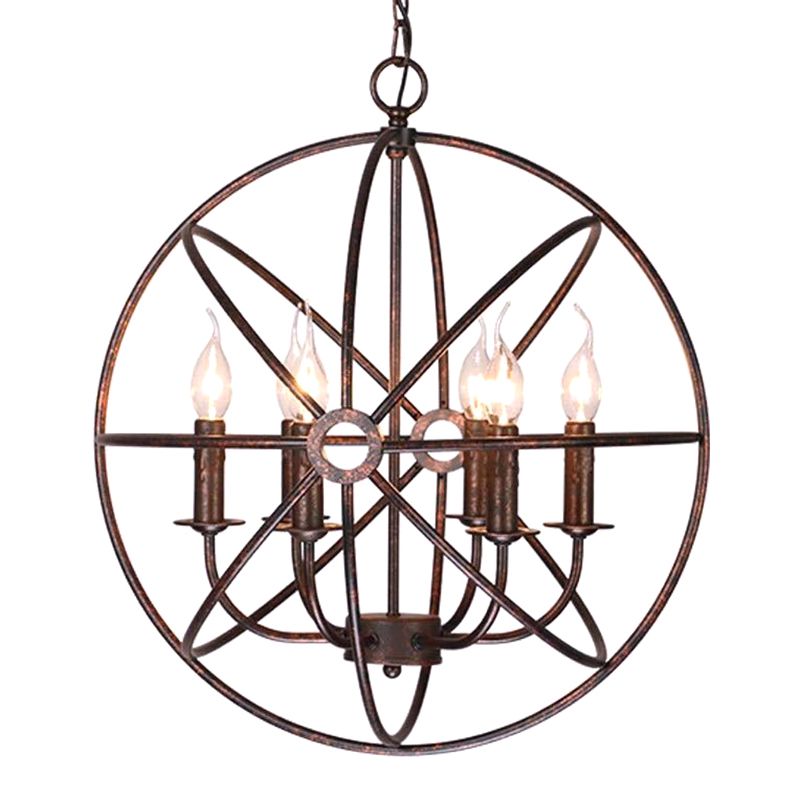 4 Lights Metal Caged Pendant Industrial Interlinked Rings Living Room Chandelier Light