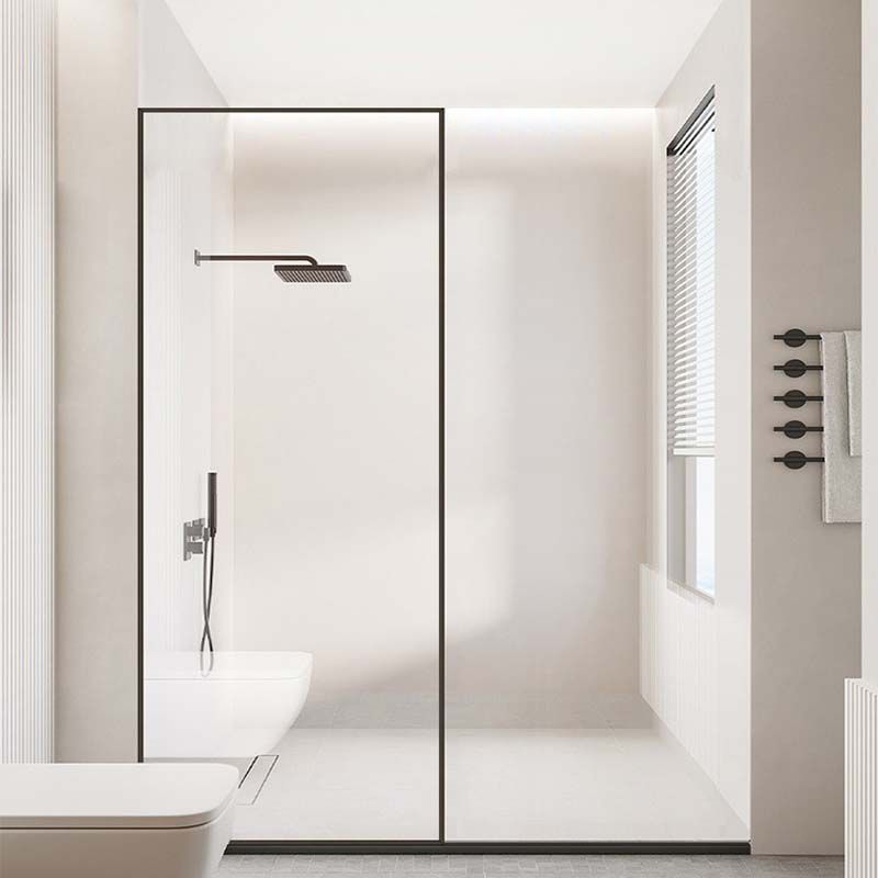 Black Fixed Shower Screen Full Frame Half Partition Bathroom Door