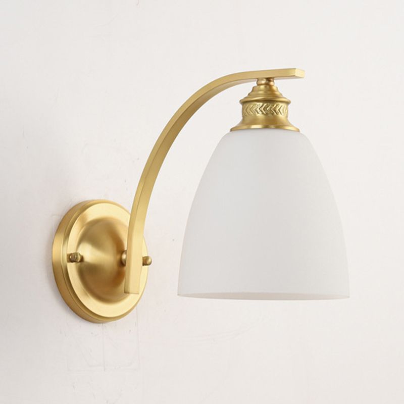 Modern Bell Vanity Lamp Glass Vanity Wall Lights in White for Bathroom