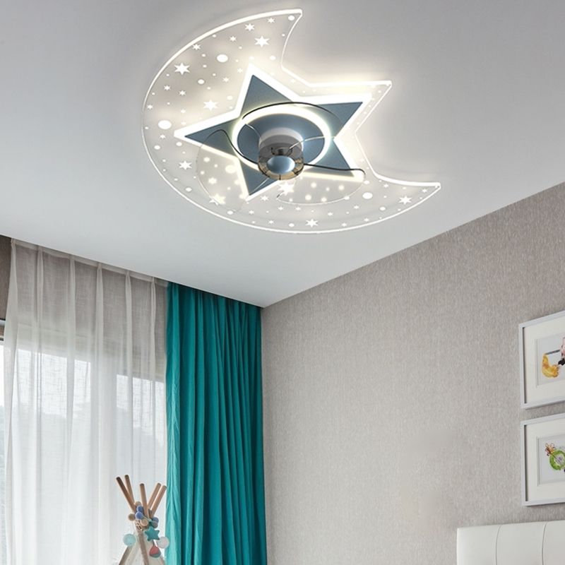 Metal Geometric Flush Mount Light Lovely 1 Light LED Fan Light for Kid's Room