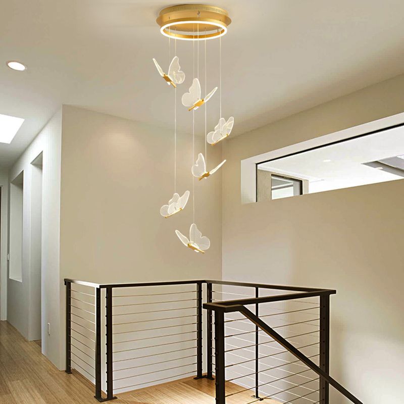 Modern Style Butterfly Hanging Ceiling Light Clear Acrylic Pendant Lighting Fixtures