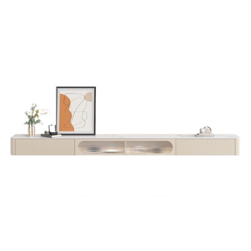 Contemporary Stone TV Stand Console Floating TV Media Stand with Drawers for Living Room