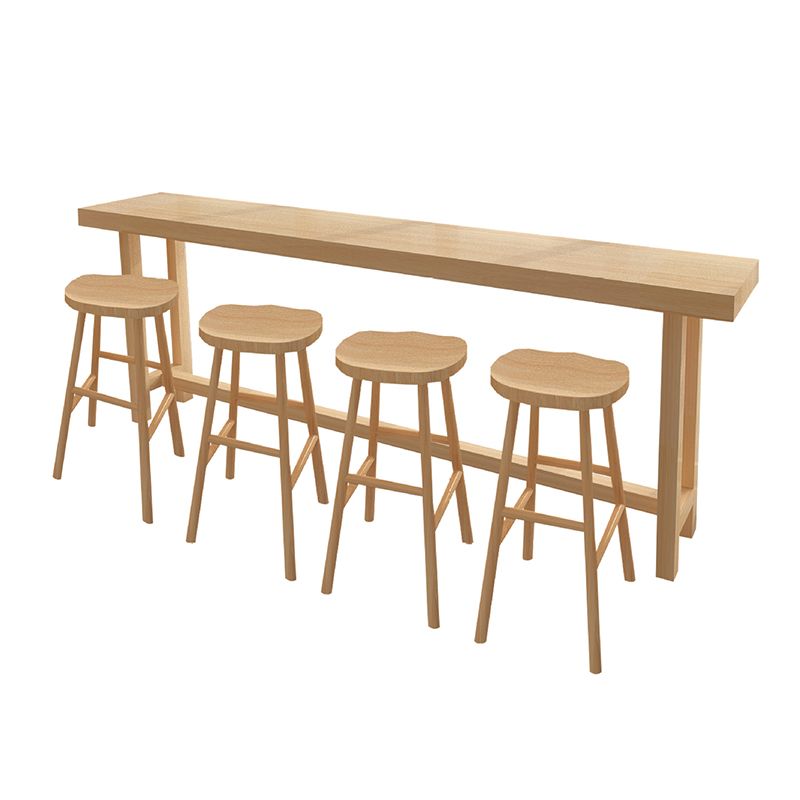 Contemporary Style Rectangle Bar Table Solid Wood Bistro Bar Desk for Indoor