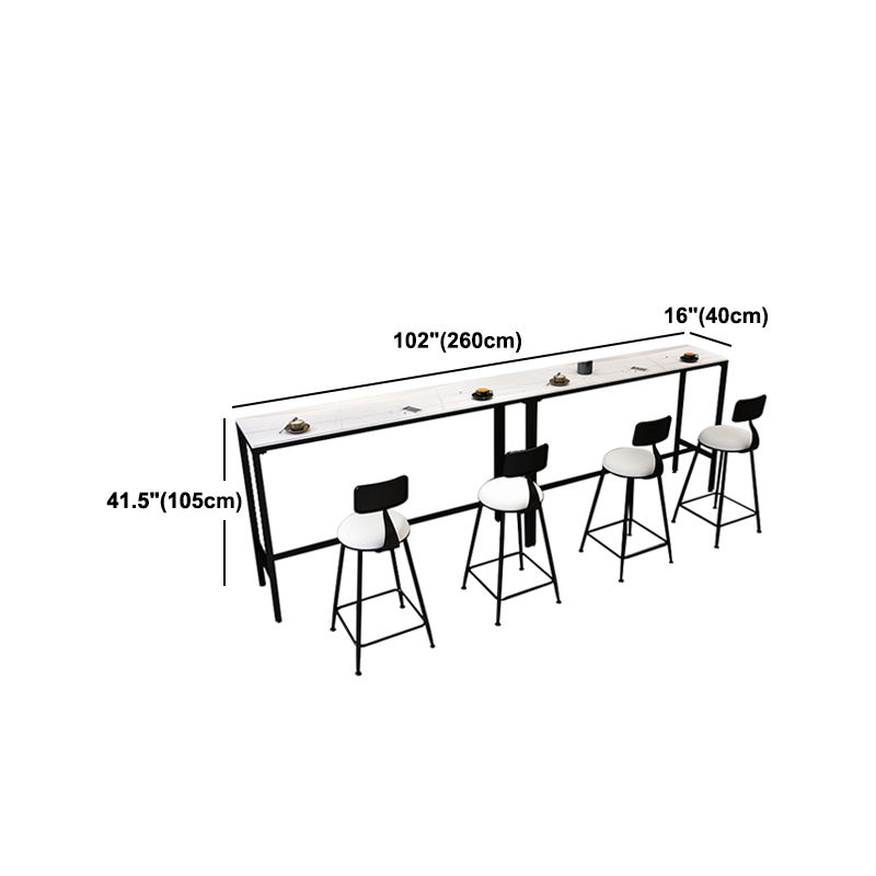 Indoor White and Black Counter Wine Table Rectangle Stone Bar Height Pub Table