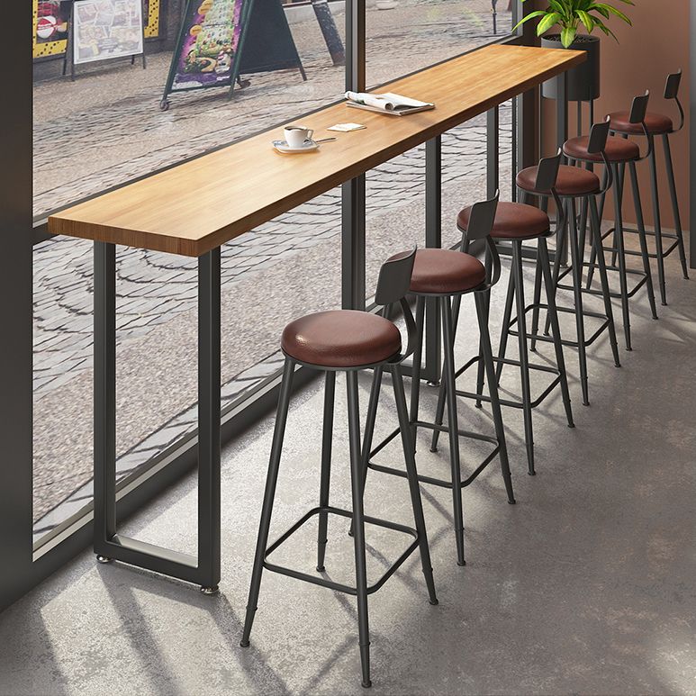 Modern Wood Pub Table with Rectangle Table Top Black Sled Table with 42-inch Height