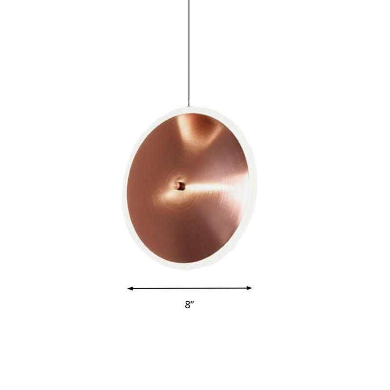 8"/12"/16"W Vertical Disc Hanging Light Post Modern Acrylic LED Rose Gold Suspension Pendant in Warm/White Light