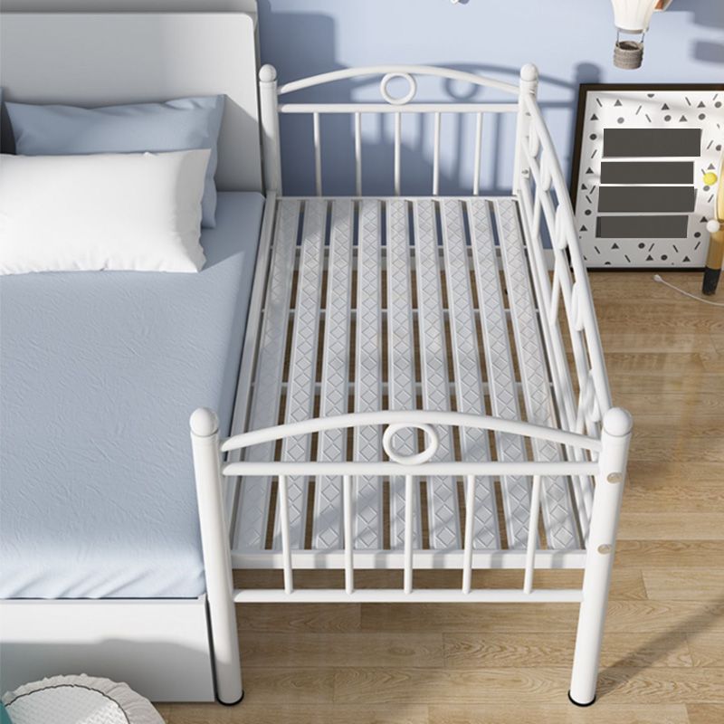 Industrial Iron Slat Headboard with Guardrail White No Theme Toddler Bed