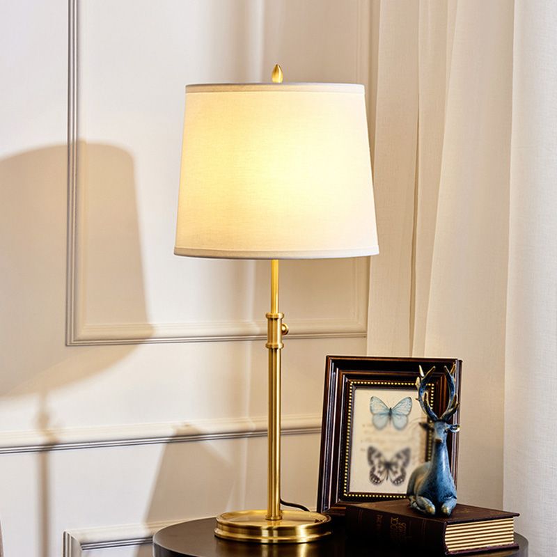 Gold Tapered Shape Nightstand Lamp Simplicity 1-Light Fabric Adjustable Table Light