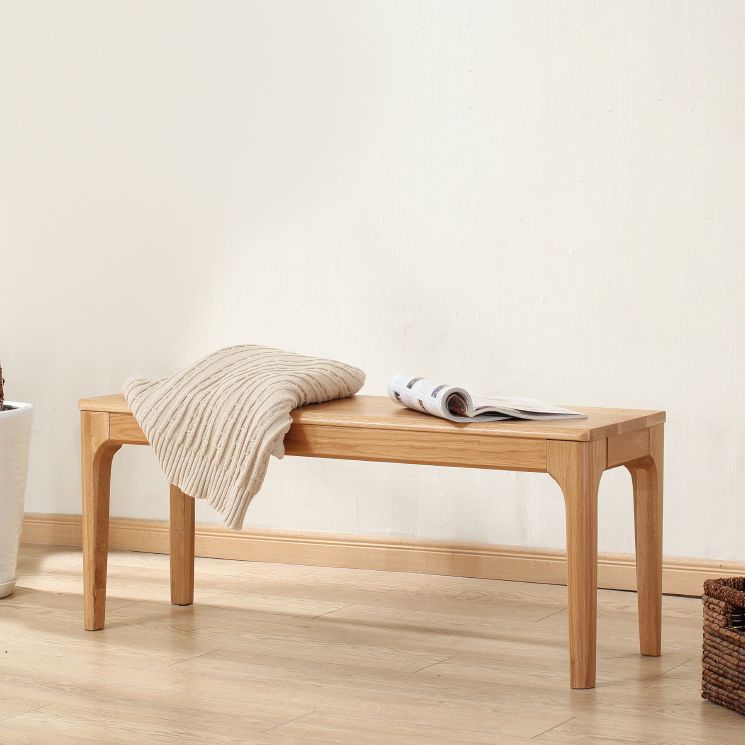 Natural Modern Solid Color Bench Solid Wood Entryway and Bedroom Seating Bench