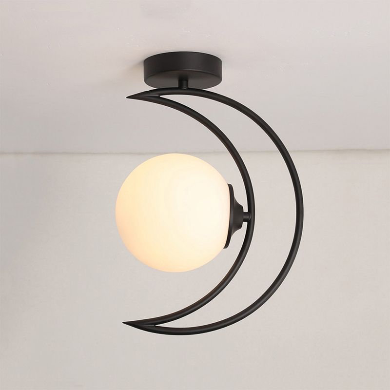 Modern Ceiling Mount Light Metal Ceiling Light with Glass Shade for Bedroom