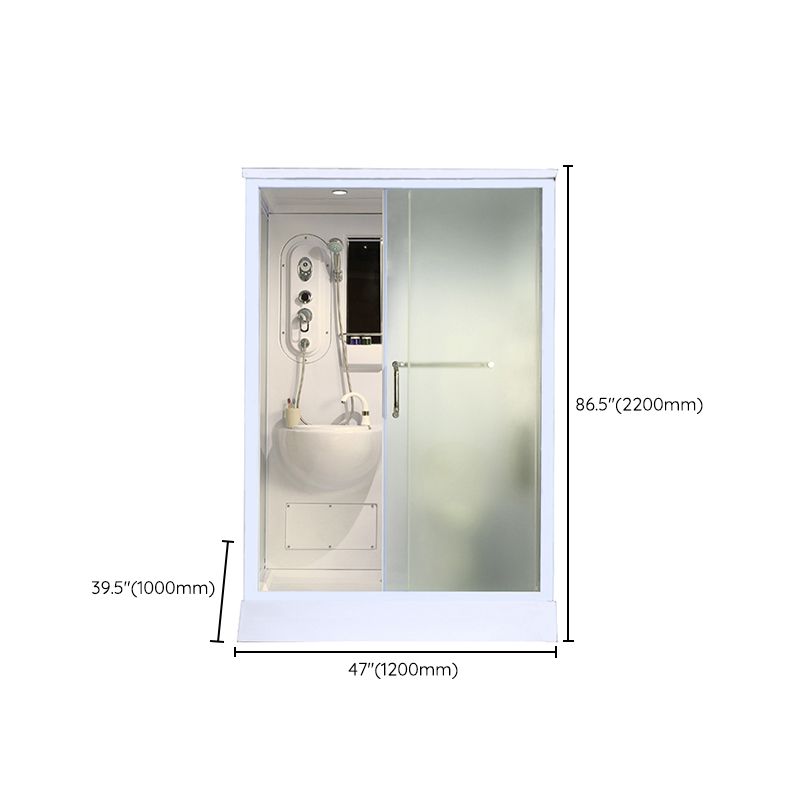 Framed Tempered Glass Shower Kit Included Framed Shower Stall in White without Toilet