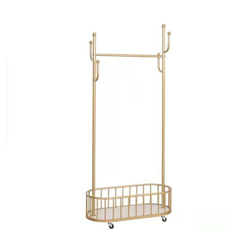 Gorgeous Clothes Hanger Basket Storage Free Standing Metal Coat Rack for Living Room