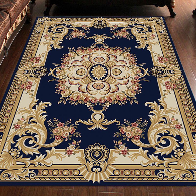 Retro Symmetrical Print Carpet Multicolor Polyester Rug Anti-Slip Backing Carpet for Living Room