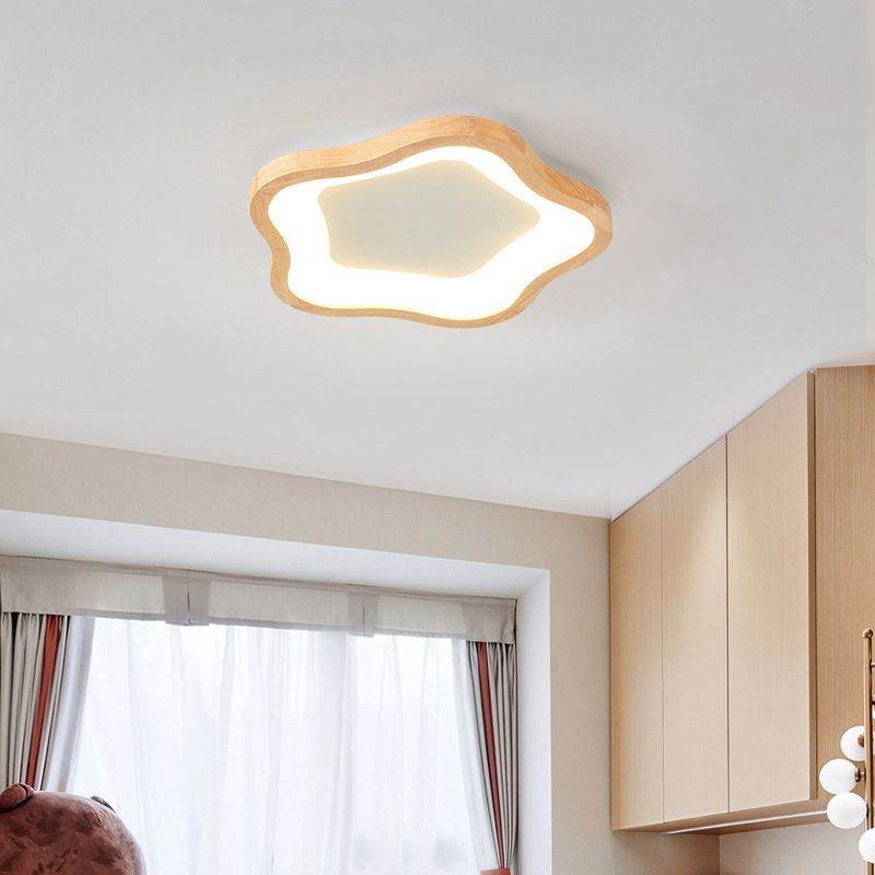 Wood LED Ceiling Light Modernism Flush Mount Lighting for Foyer